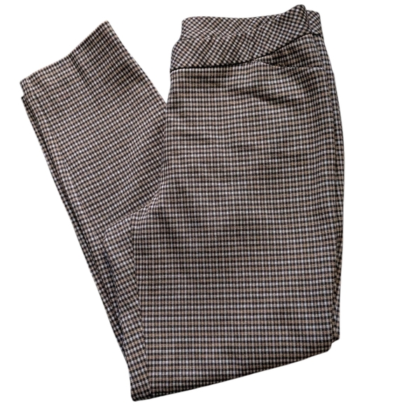 J. Jill Pants - J. Jill Ponte Women's Black and Tan Checkered Slim Leg Pants NWT Size Medium